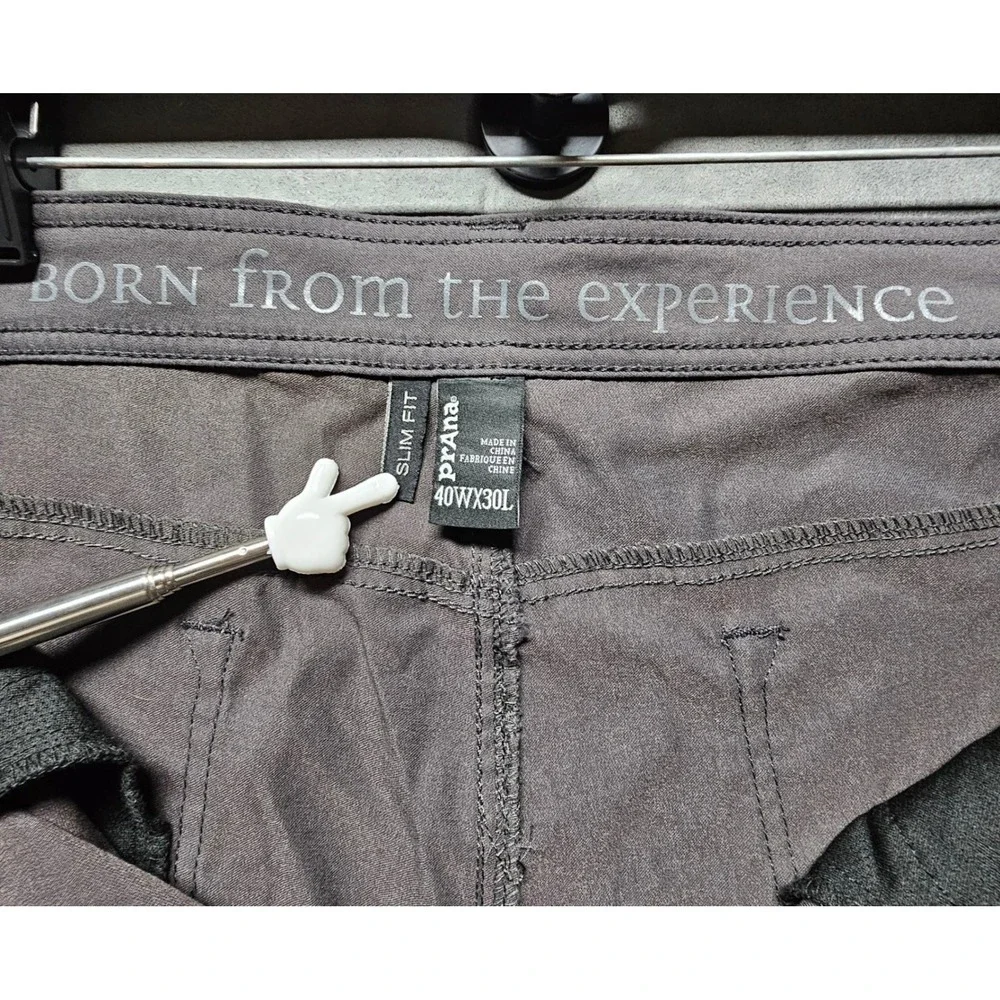 Prana Breathe Mens Slim Fit Pants 40x30 Charcoal Grey Performance‎ Hiking Travel